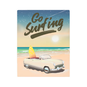 Go Surfing Travel poster! Metal Print