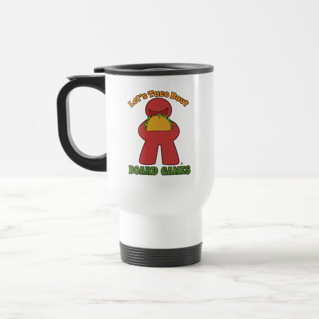 Go Taco Bout Board Games Meeple Cartoon  Travel Mug (Left)