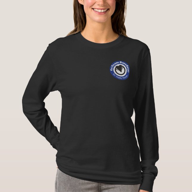 Go Team Barefoot! Ladies Black Longsleeve Tee (Front)