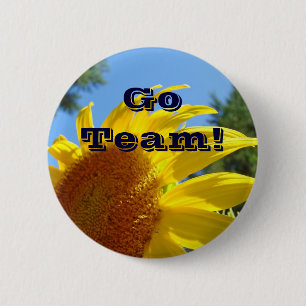 Go Team! button Cheering buttons Sunflowers