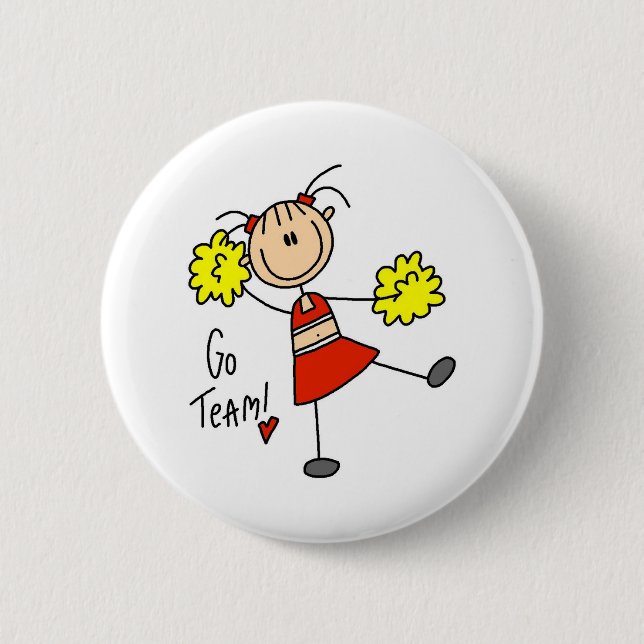 Go Team Cheerleader Button (Front)