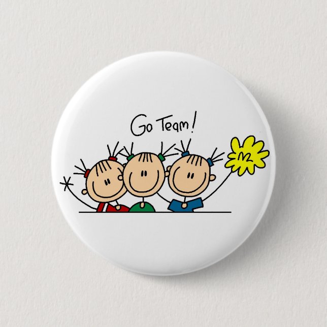 Go Team Cheerleaders Button (Front)