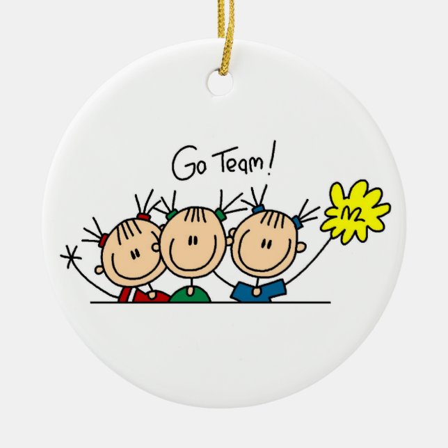 Go Team Cheerleaders T-shirts and Gifts Ceramic Ornament (Front)
