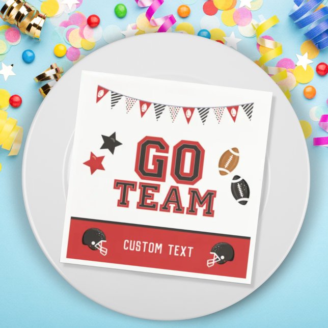 Go Team Football Fan Red and Black Festive Sports Napkins (Creator Uploaded)