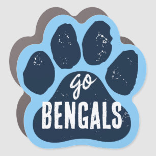 GO Team Name or Mascot Baby Blue & Navy Pawprint Car Magnet