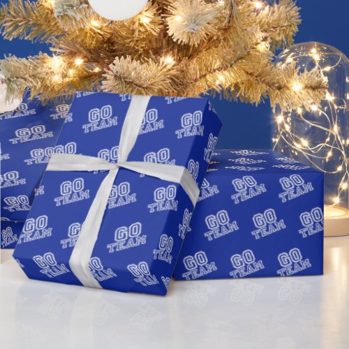 Go Team Word Art in Blue Wrapping Paper