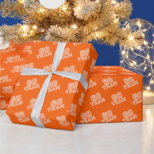 Go Team Word Art in Orange Wrapping Paper