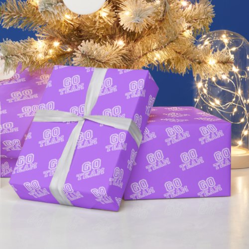 Go Team Word Art in Purple Wrapping Paper