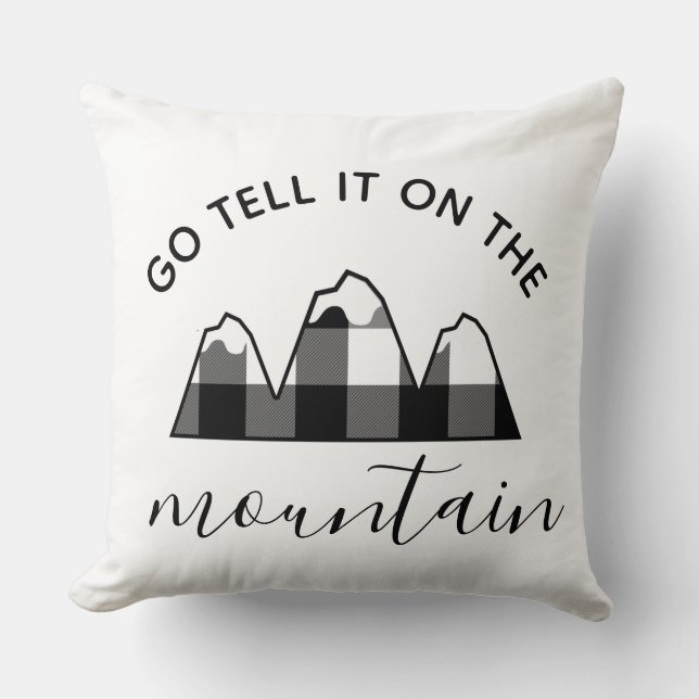 Go Tell It On The Mountain Farmhouse Christmas Throw Pillow (Front)