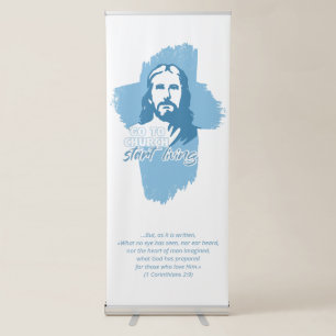Go To Church...! Jesus Christ. Christian Preacher Retractable Banner