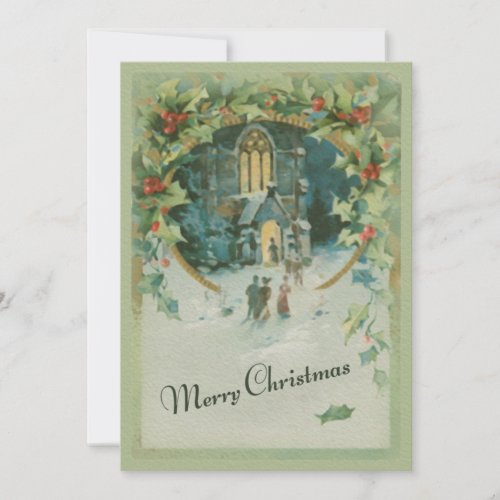 Go to Church on Christmas Eve Vintage Card