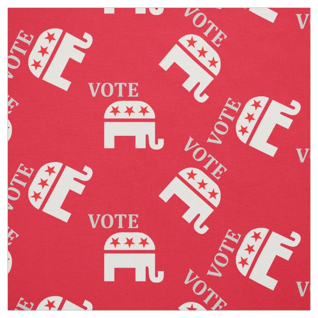 Go to election Vote. Republican Party Elephant Red Fabric (Swatch)