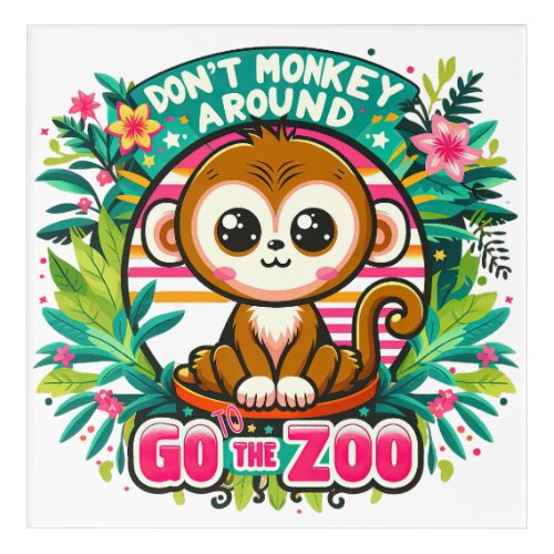 Go to the zoo monkey illustration acrylic print