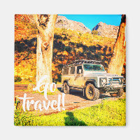 Go Travel 4x4 Car Mountains Landscape Magnet