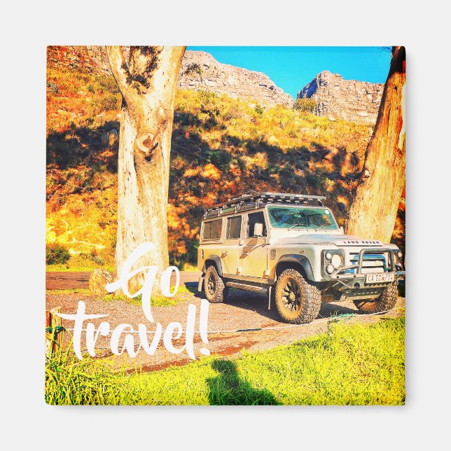Go Travel 4x4 Car Mountains Landscape Magnet (Front)