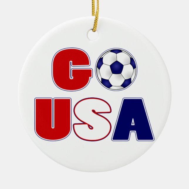 Go USA Soccer Ceramic Ornament (Front)