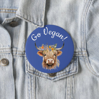 Go Vegan Animal Rights Cow Animal Lover Button