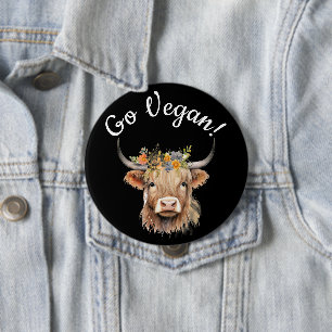 Go Vegan Animal Rights Cow Animal Lover Button