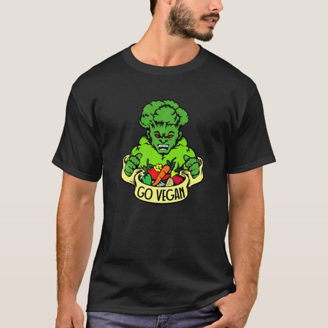 Go Vegan Broccoli Weightlifting Gym Strengthsport  T-Shirt (Front)