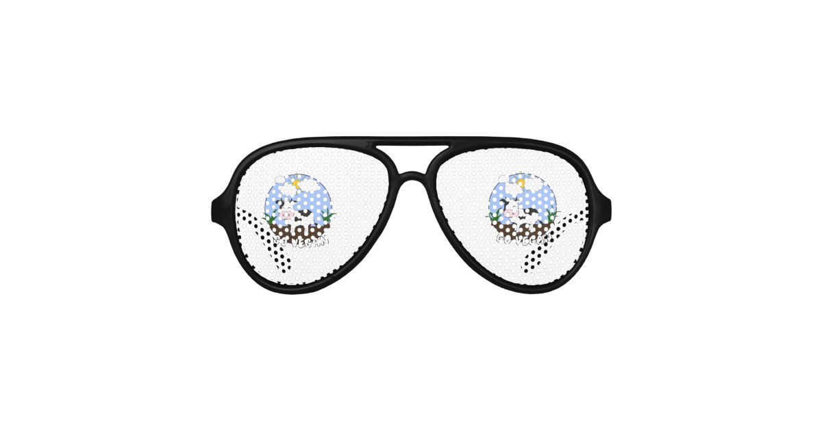 Go Vegan Cute Cow Aviator Sunglasses