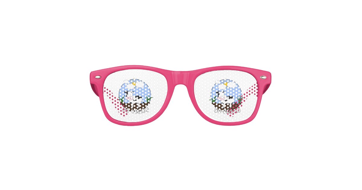 Go Vegan Cute Cow Retro Sunglasses