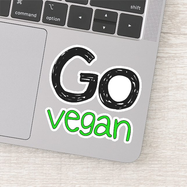 Go Vegan Green Animal Lovers Sticker (Detail)