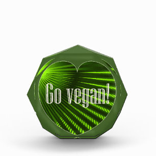 Go Vegan Heart Shape Green Acrylic Award