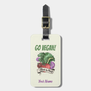 Go Vegan Made by Plants veggie vintage vegetarians Luggage Tag