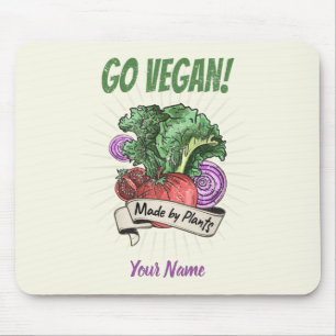 Go Vegan Made by Plants veggie vintage vegetarians Mouse Pad