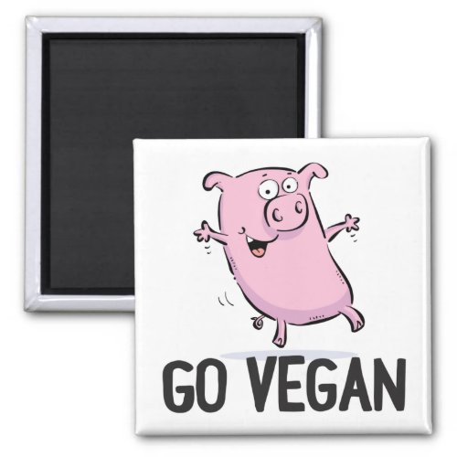 Go Vegan Magnet Featuring Pig