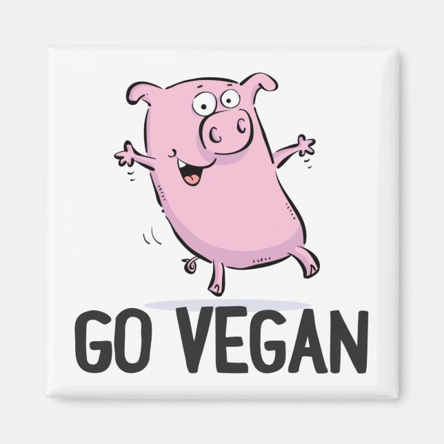 Go Vegan Magnet Featuring Pig (Front)