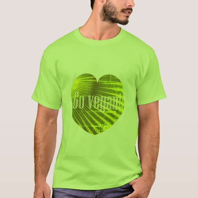 Go Vegan Motivational Slogan Heart Shape T-Shirt (Front)