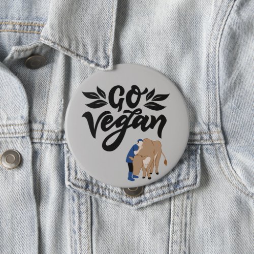 Go Vegan Person Hugging Cow Button