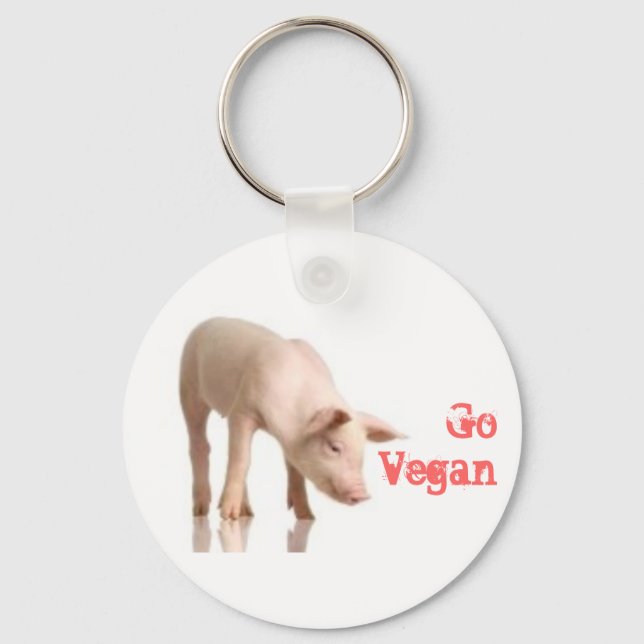 Go Vegan Piglet Keychain (Front)