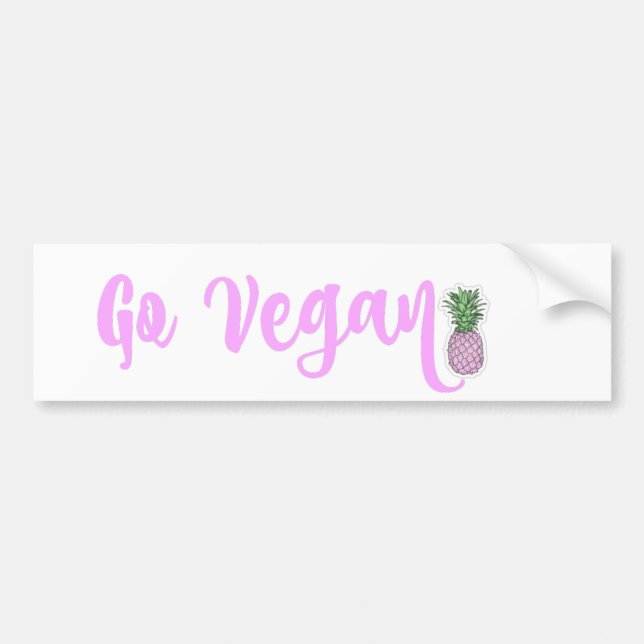 GO VEGAN pink pineapple bumper sticker (Front)