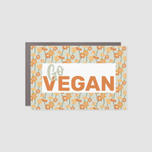 Go vegan! Pretty retro muted 1970s flowers Car Magnet