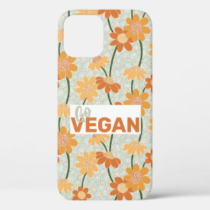 Go vegan! Pretty retro muted 1970s flowers iPhone 12 Pro Case