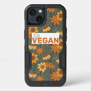 Go vegan! Pretty retro muted 1970s flowers iPhone 13 Case
