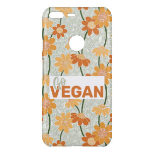 Go vegan! Pretty retro muted 1970s flowers Uncommon Google Pixel XL Case