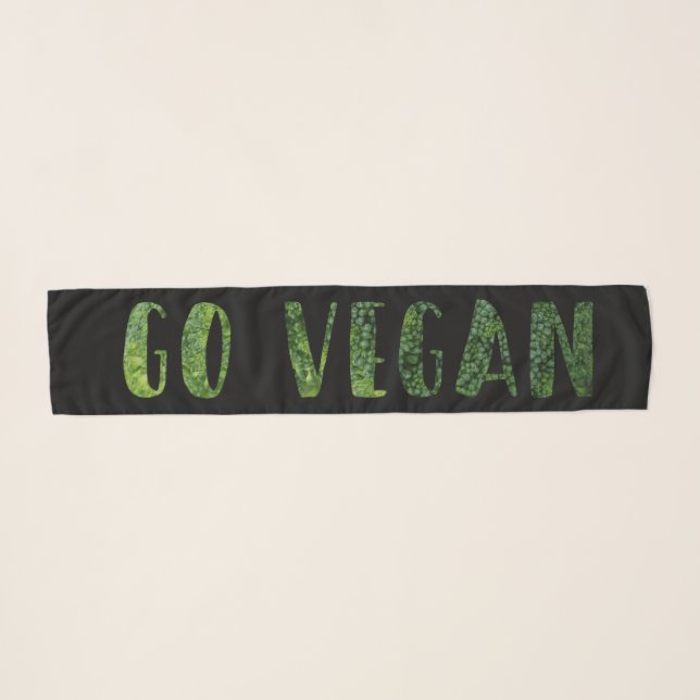 Go Vegan Quote Black & Green Scarf (Front (Horizontal))
