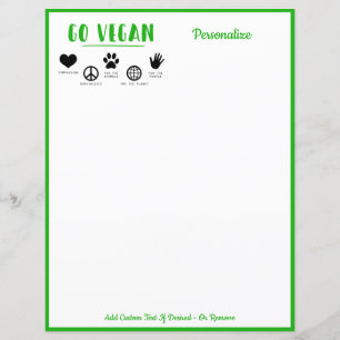 Go Vegan Quote Green Personalized Writing Paper