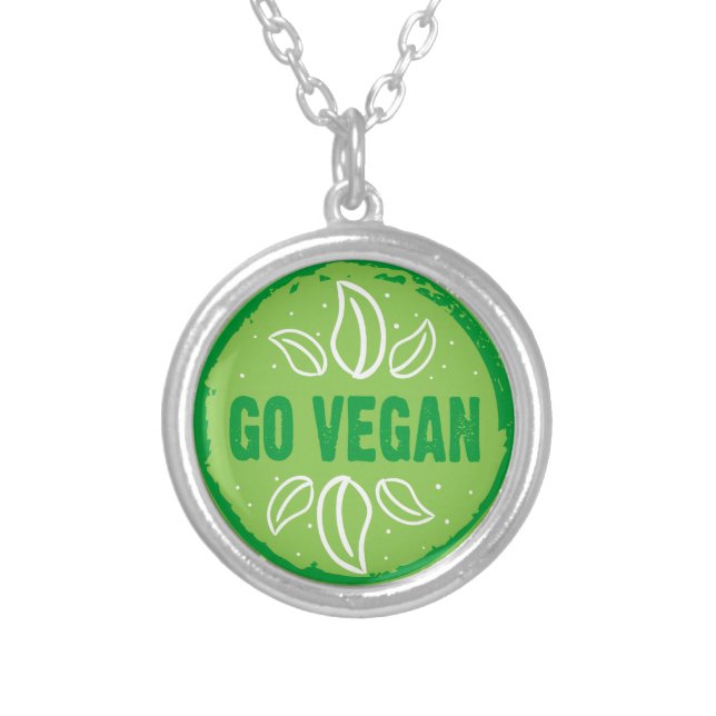 Go Vegan Silver Plated Necklace (Front)