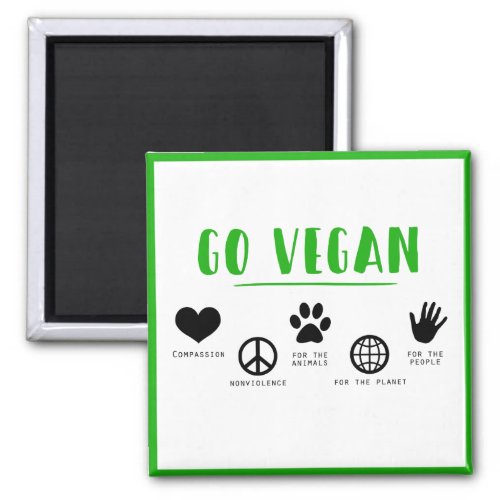 Go Vegan Slogan Quote People Planet Animal Magnet