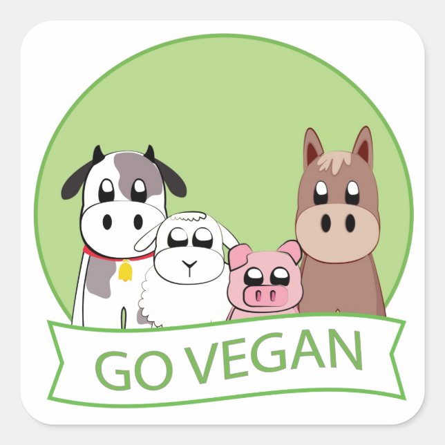 Go Vegan Square Sticker (Front)