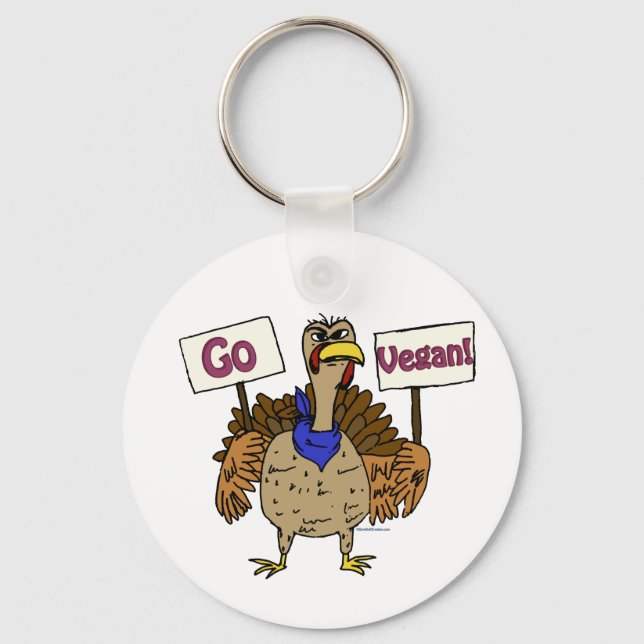 Go Vegan - Talking Turkey Keychain (Front)