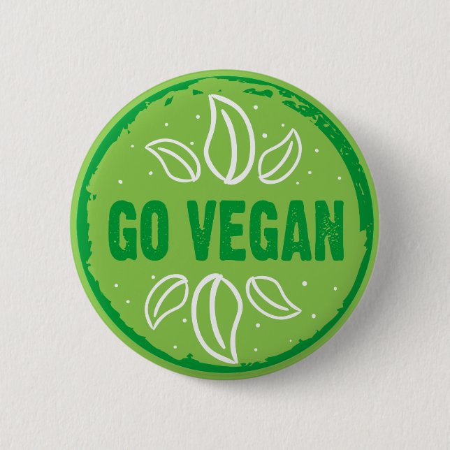 Go Vegan, vegan, veggie, vegetarian, Button (Front)
