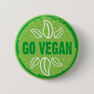 Go Vegan, vegan, veggie, vegetarian, Button
