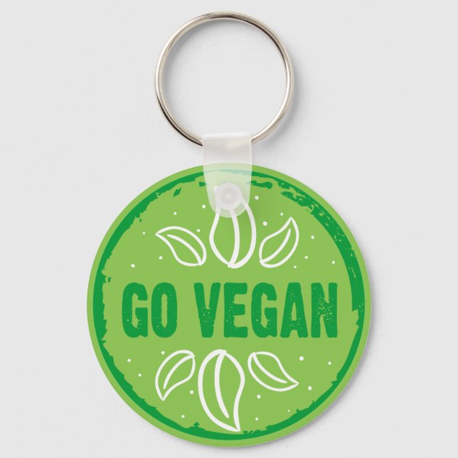 Go Vegan, vegan, veggie, vegetarian, Keychain (Front)