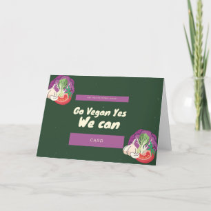 Go Vegan Yes We Can Discount  Letterpress Thank You Card