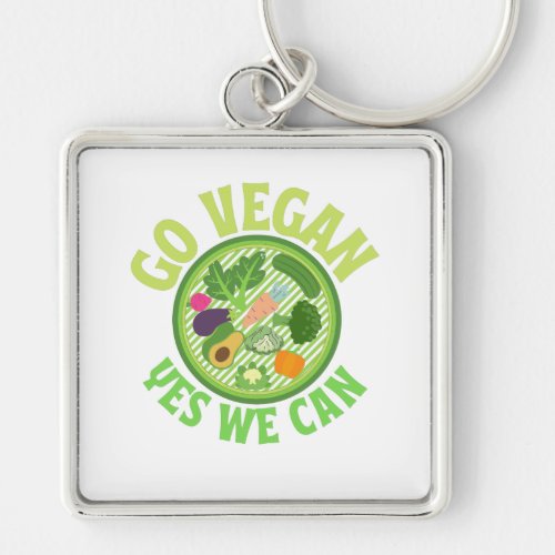Go Vegan yes we can Keychain